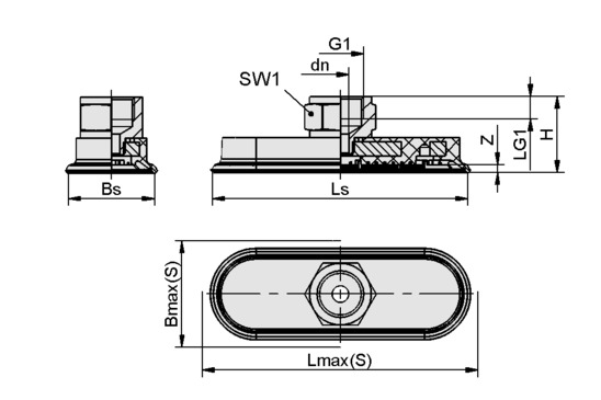 SAOF 90<em></em>x30 NBR-60 G1/4-IG